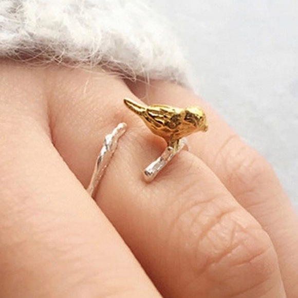 New Tiny Little Bird on Tree Branch Twig Ring Adjustable - Picture 2 of 6